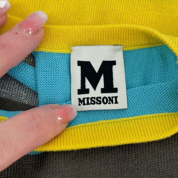 Missoni Signature Striped Knit Mini Dress Sheer Shredded Back US 8 Festival Club - Picture 8 of 10